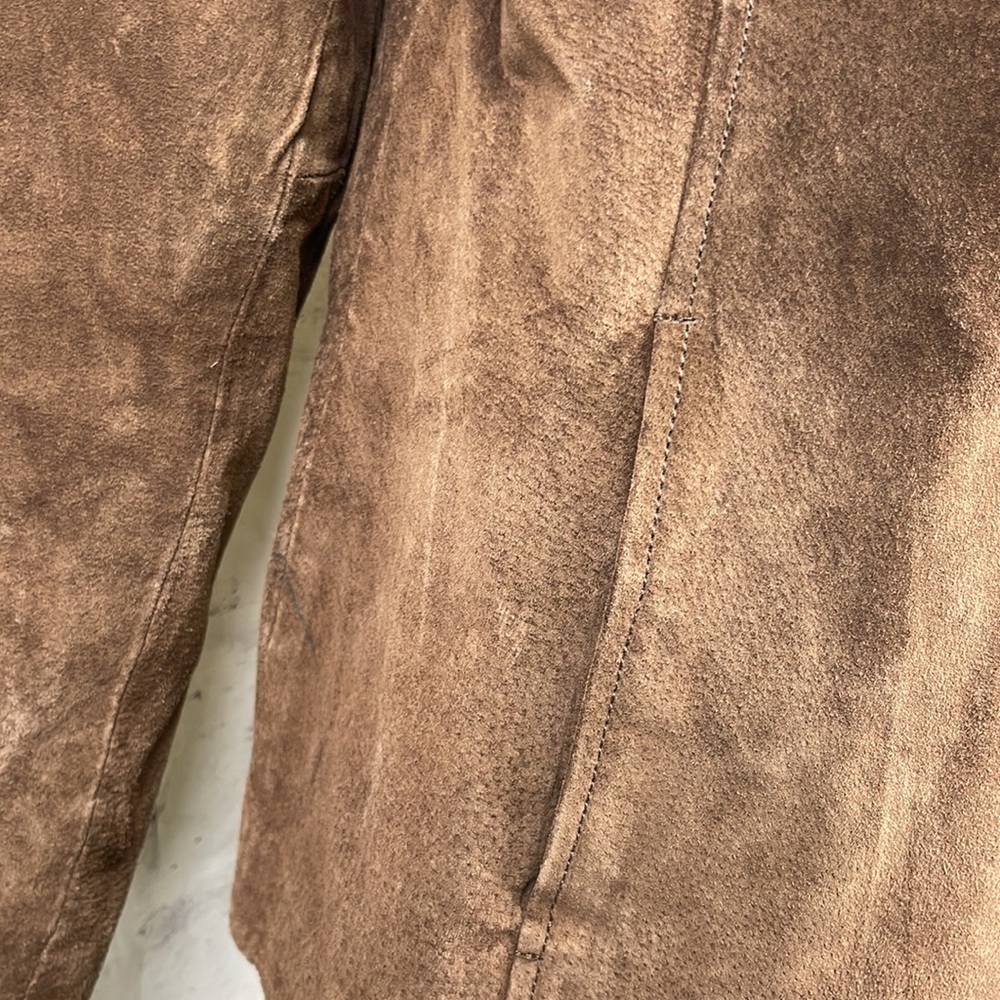 Lake Matley Suede Jacket Pockets Brown Full Zip Front Studded Embroidered Design - Picture 5 of 12